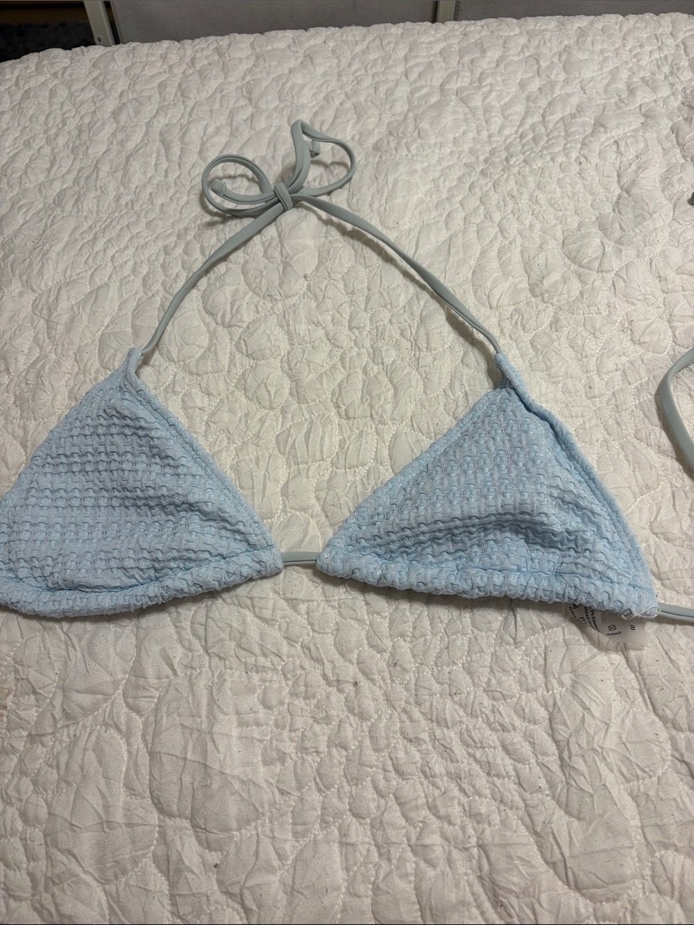 SHEIN Light Blue Textured Triangle Bikini Top
